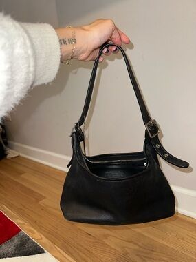 Coach Black Leather Shoulder Bag with Adjustable Strap